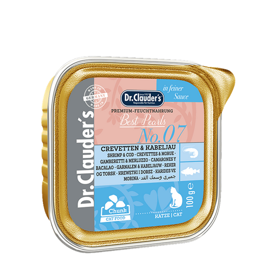 DR. CLAUDER'S drėgnas maistas katėms su krevetėmis ir menke padaže 100g