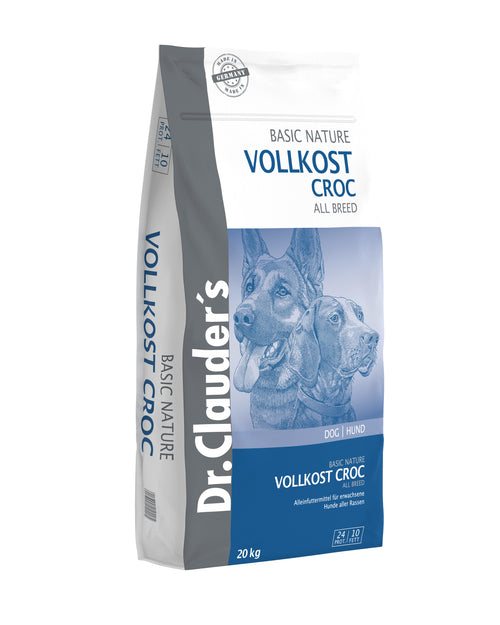 Dr.Clauder’s BASIC NATURE VOLLKOST CROC, visavertis sausas pašaras aktyviems šunims, 20kg