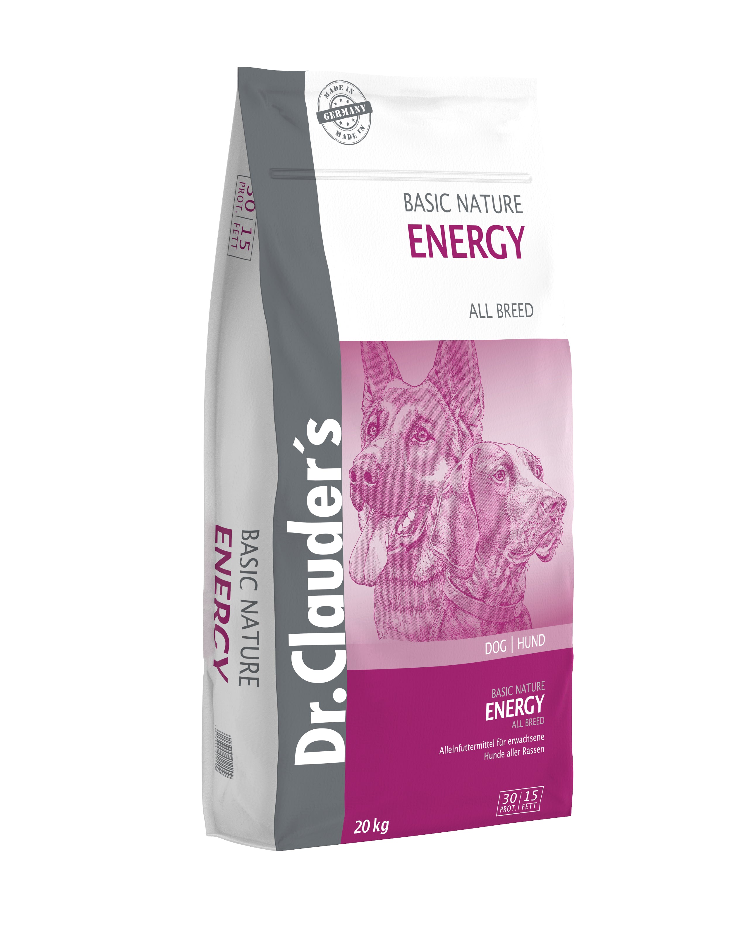 Dr.Clauder’s BASIC NATURE ENERGY, visavertis sausas pašaras sportiniams ir darbiniams šunims 20kg
