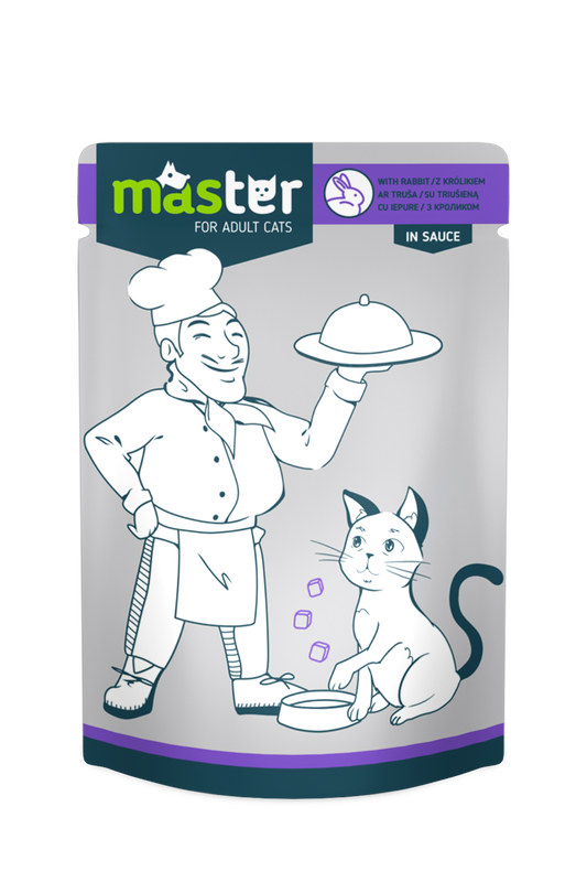 MASTER, konservai katėms su triušiena