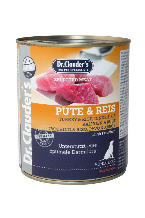 DR. CLAUDER'S drėgnas maistas šunims su kalakutiena, ryžiais ir prebiotikais 800g