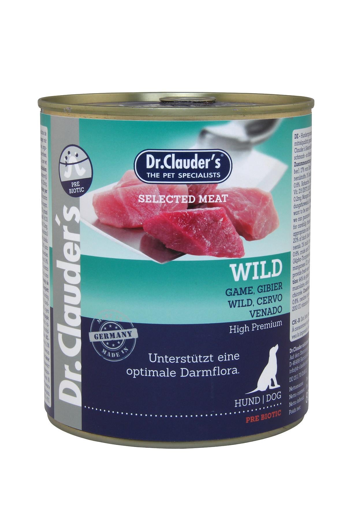 DR. CLAUDER'S drėgnas maistas šunims su žvėriena ir prebiotikais 800g