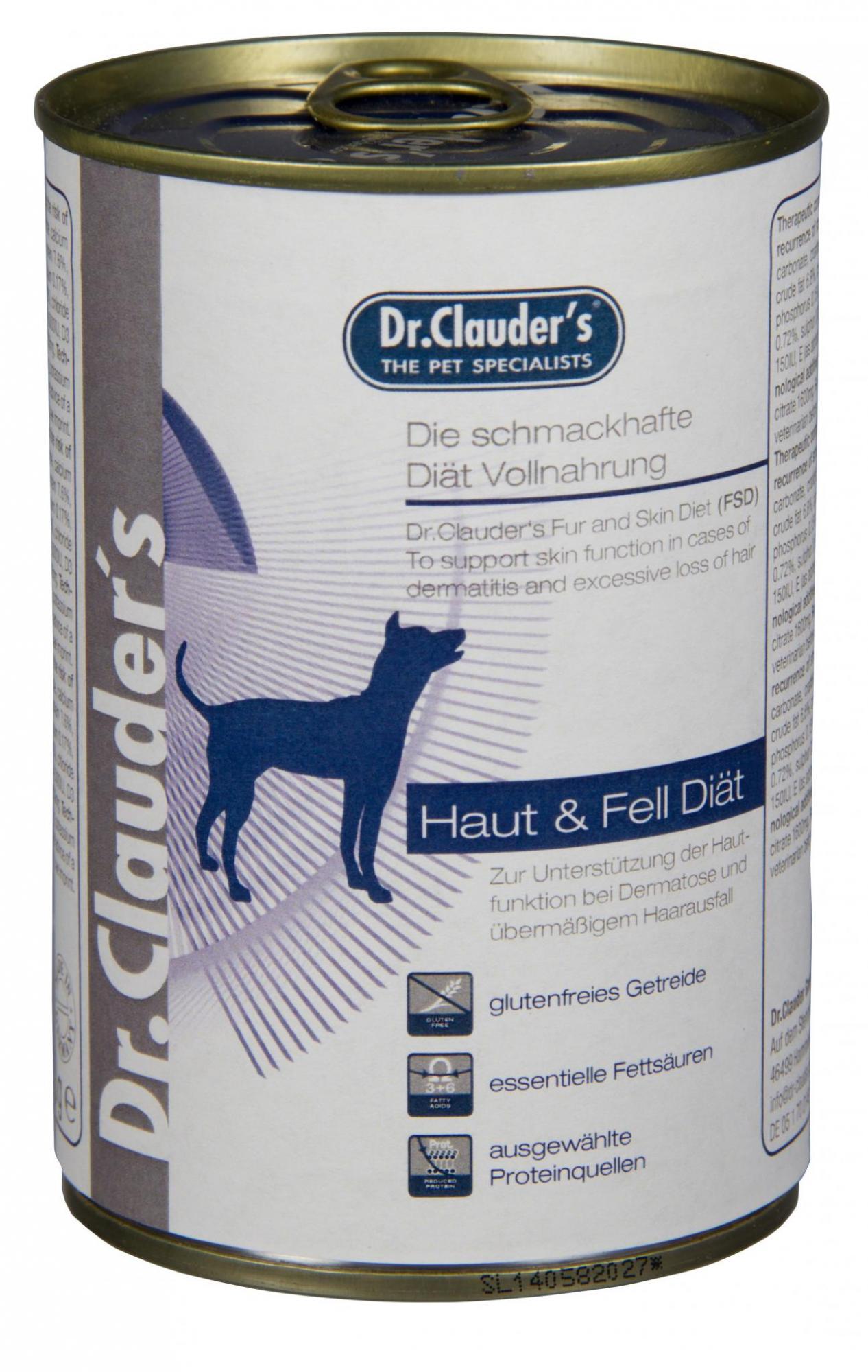 DR. CLAUDER'S FSD FUR&SKIN, specializuoti konservai odos problemų turintiems šunims 400g
