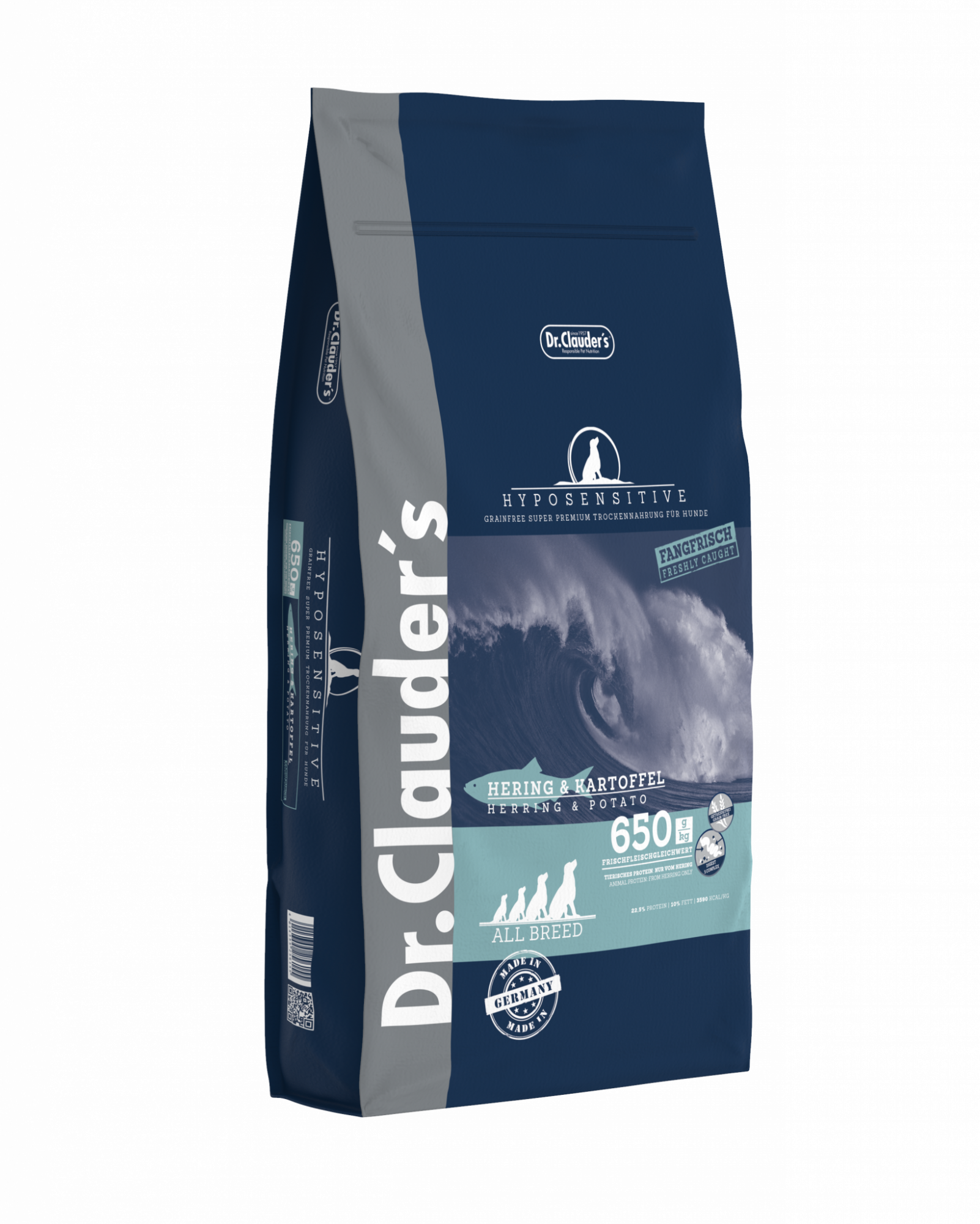 DR. CLAUDER'S HYPOSENSITIVE PLUS sausas maistas suaugusiems šunims su silke ir bulvėmis 11.5kg