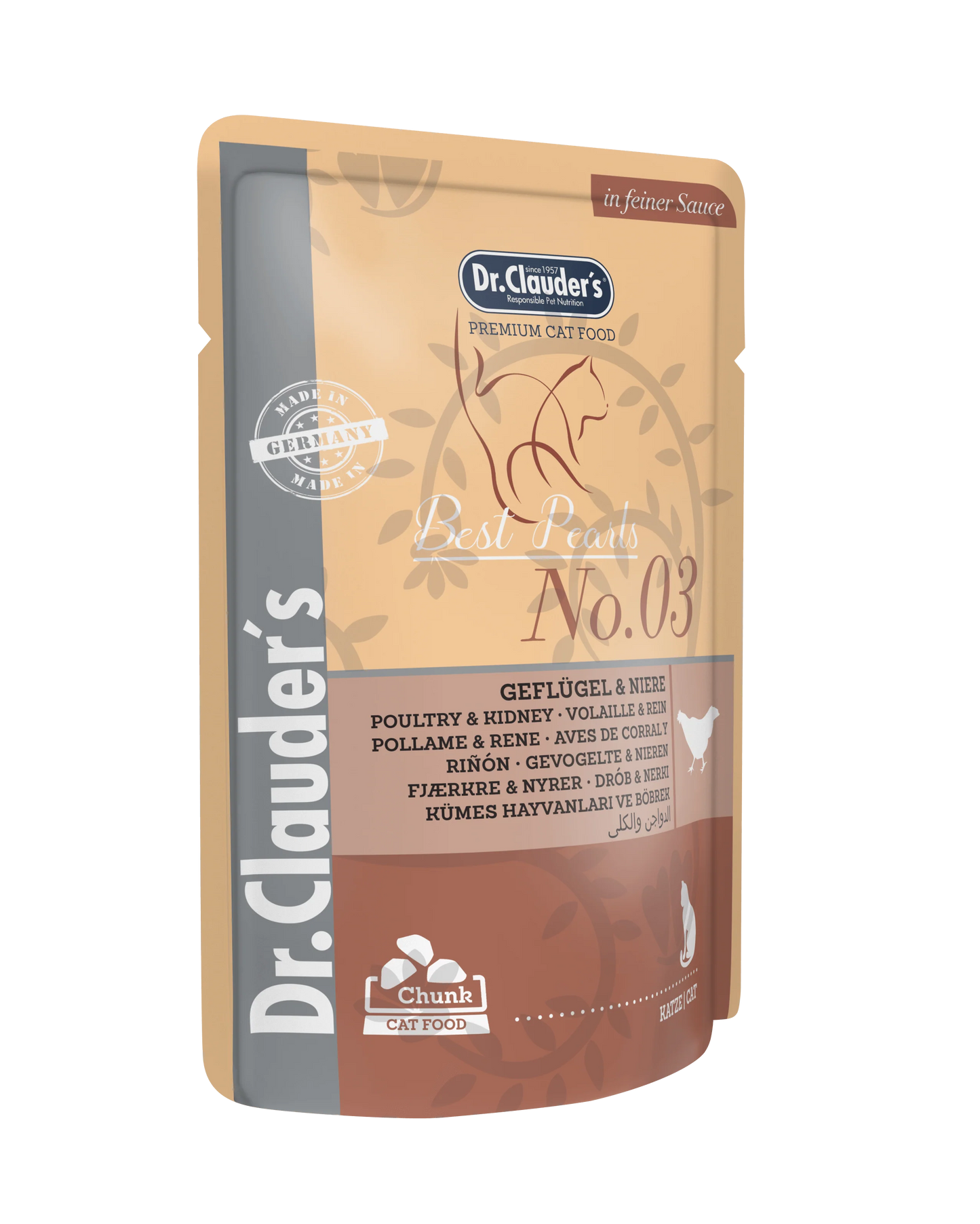 DR. CLAUDER'S drėgnas maistas katėms su paukštiena ir inkstais padaže 100 g