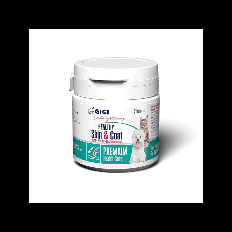 GIGI PERFECT Skin & Coat  papildas šunims ir katėms palaikyti sveiką odą ir kailį - 21 tab.