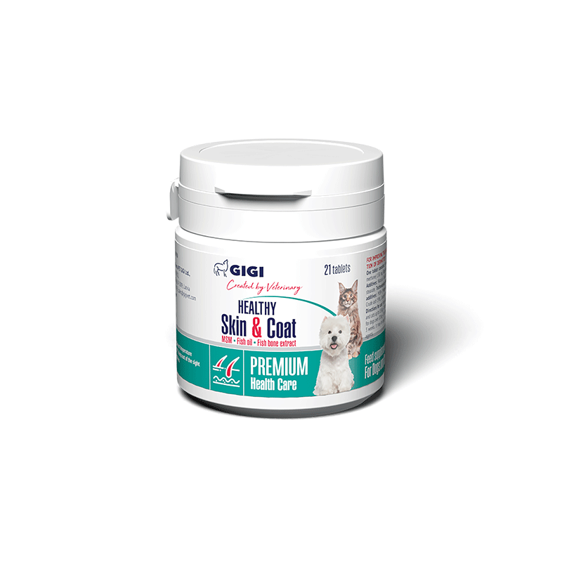 GIGI PERFECT Skin & Coat  papildas šunims ir katėms palaikyti sveiką odą ir kailį - 21 tab.