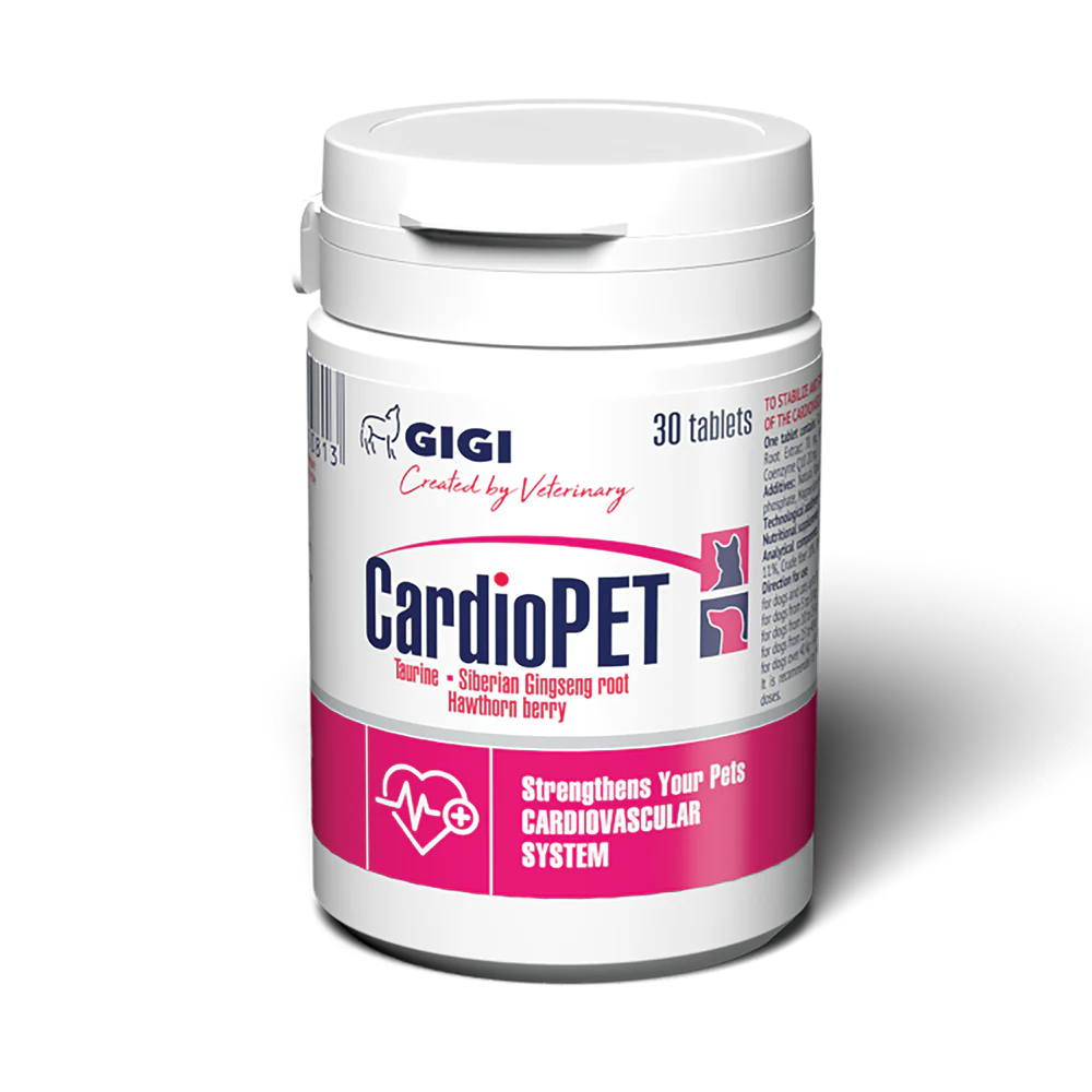 GIGI CardioPET  papildas šunims ir katėms širdies ir kraujagyslių sistemai palaikyti 30 tab.