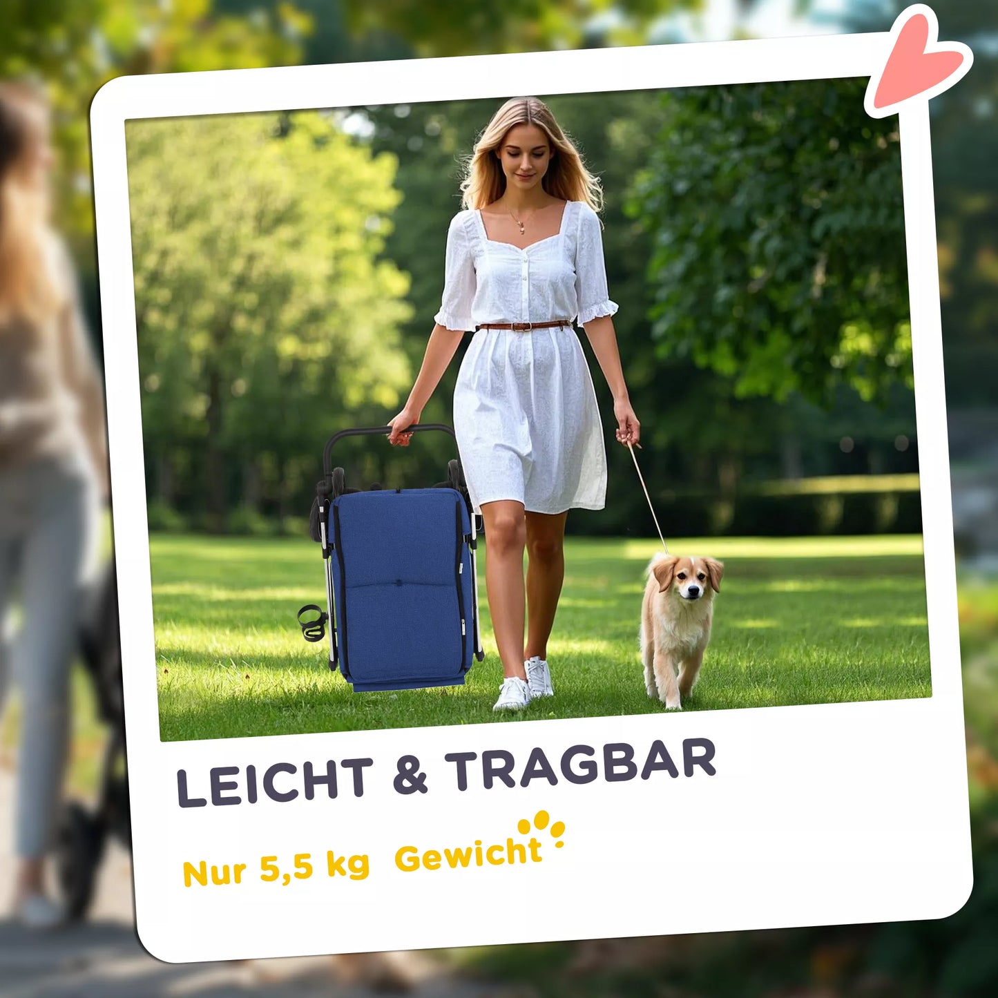 Šunų vežimėlis, lengvas ir sulankstomas transportavimo vežimėlis mažiesiems šunims, skalbiama pagalvėlė, tinklinis langas, tamsiai mėlynas