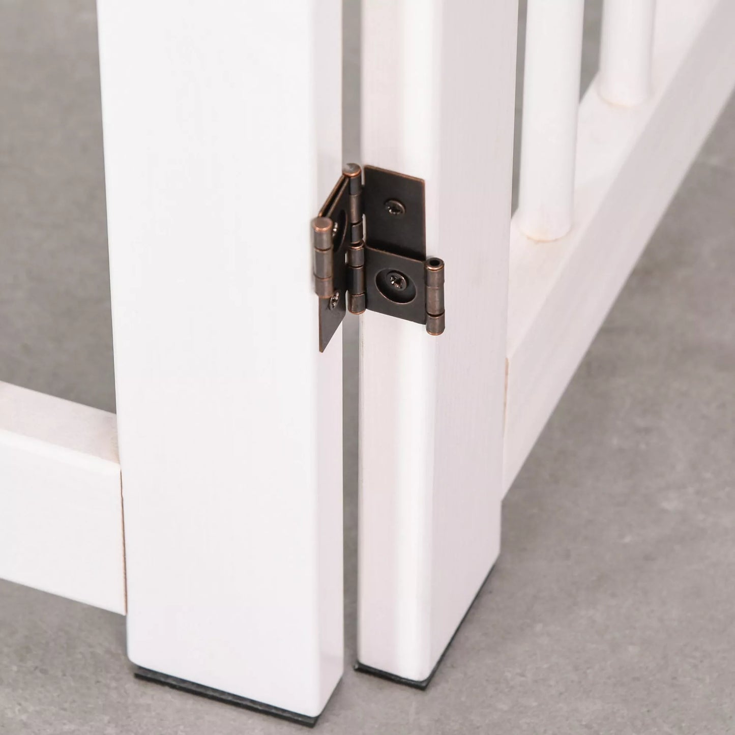 Suņu drošības vārtiņi, 4 daļu, 220 x 91 cm, salokāmi, drošības vārtiņi ar durvīm, brīvi stāvoši suņu vārtiņi ar 2 atbalsta kājām, koka kāpņu vārtiņi gaitenim, virtuvei, kāpnēm, balti