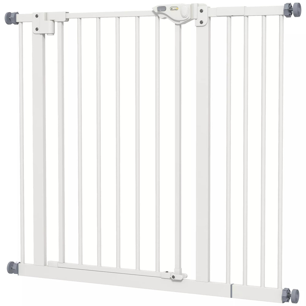 Apsauginiai varteliai šunims, tvorelė naminiams gyvūnėliams, metalas, plastikas, 74-80/87-94 cm, balta