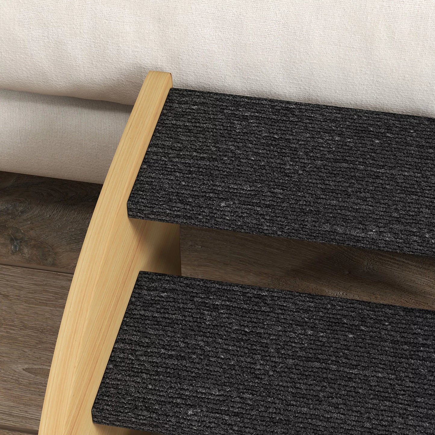 Laiptukai augintiniams, 3 pakopos, mažam šuniui, 38,5 cm x 38,5 cm x 30 cm, ąžuolas + juoda