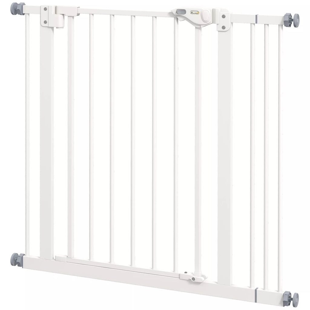 Apsauginiai varteliai šunims, užtvaras, varteliai augintiniams, metalas, plastikas, 74-87 cm, baltas