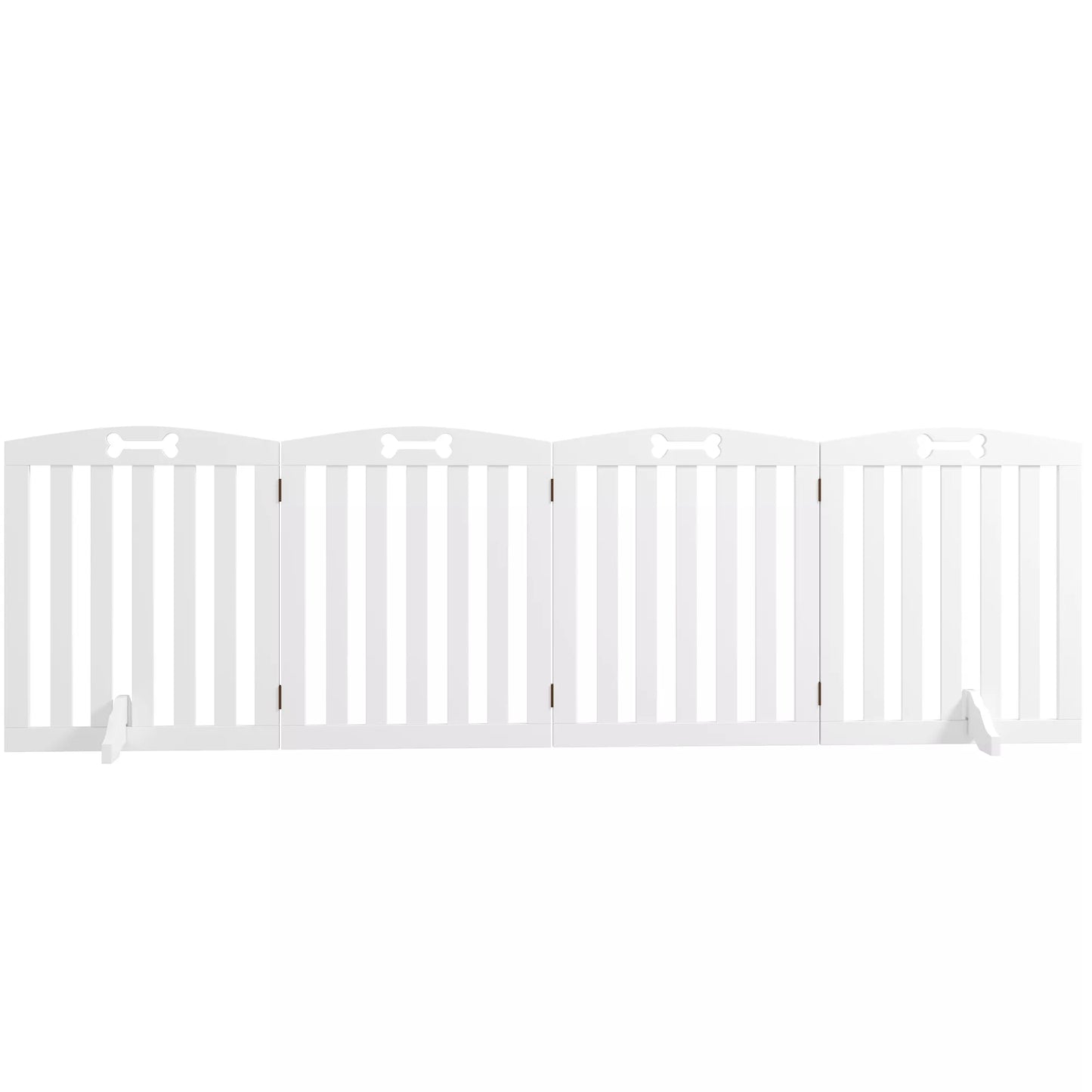 Laisvai pastatomi šunų varteliai su atraminėmis kojelėmis, skirti durų angoms, koridoriui, laiptams, 207,5x30x61 cm, baltos spalvos.