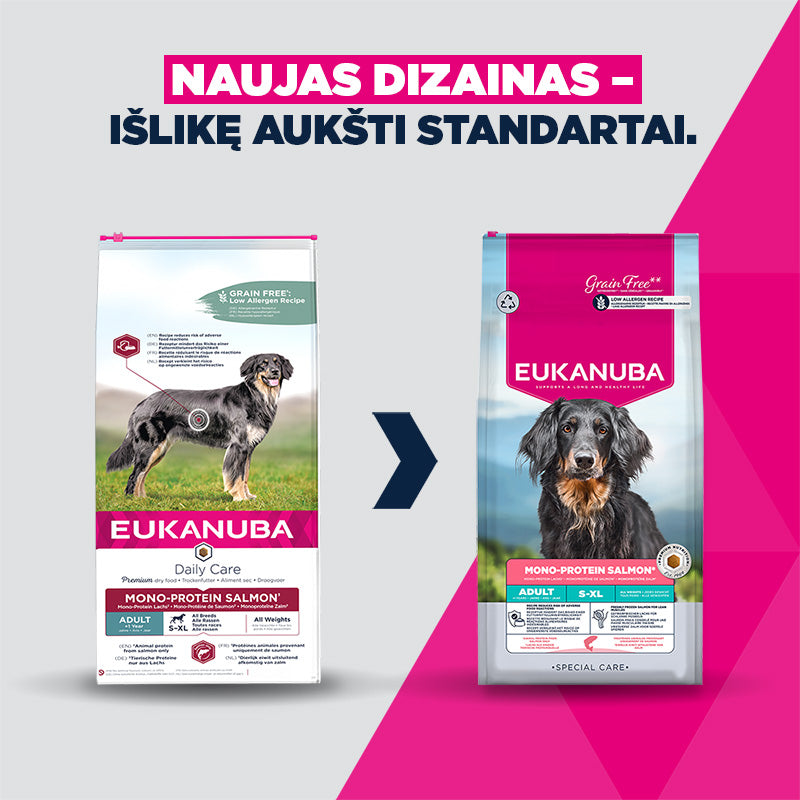 Eukanuba Special Care Monoprotein sausas maistas šunims su lašiša, AB, 12 kg nauja pakuotė