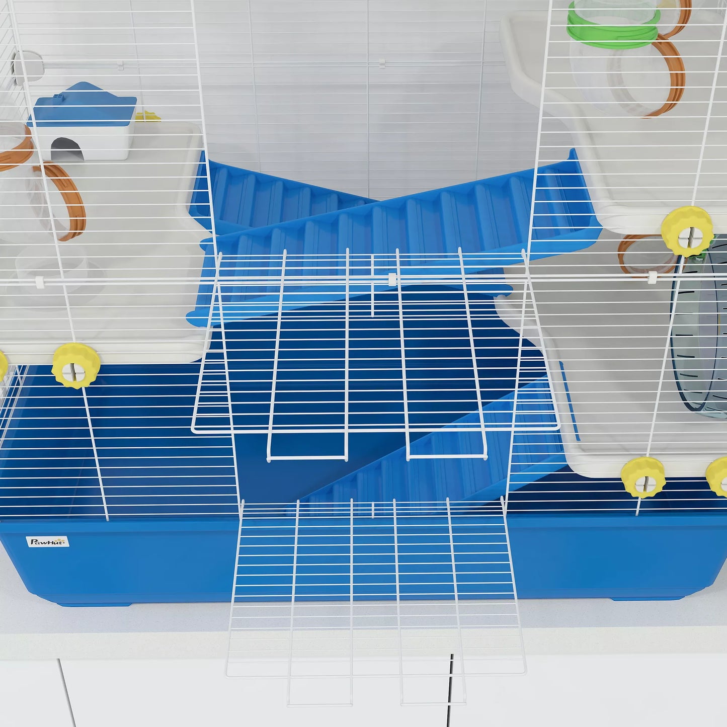 Narvas žiurkėnams su tuneliais ir priedais, 4 aukštų, 78x45x73 cm (mėlynas)