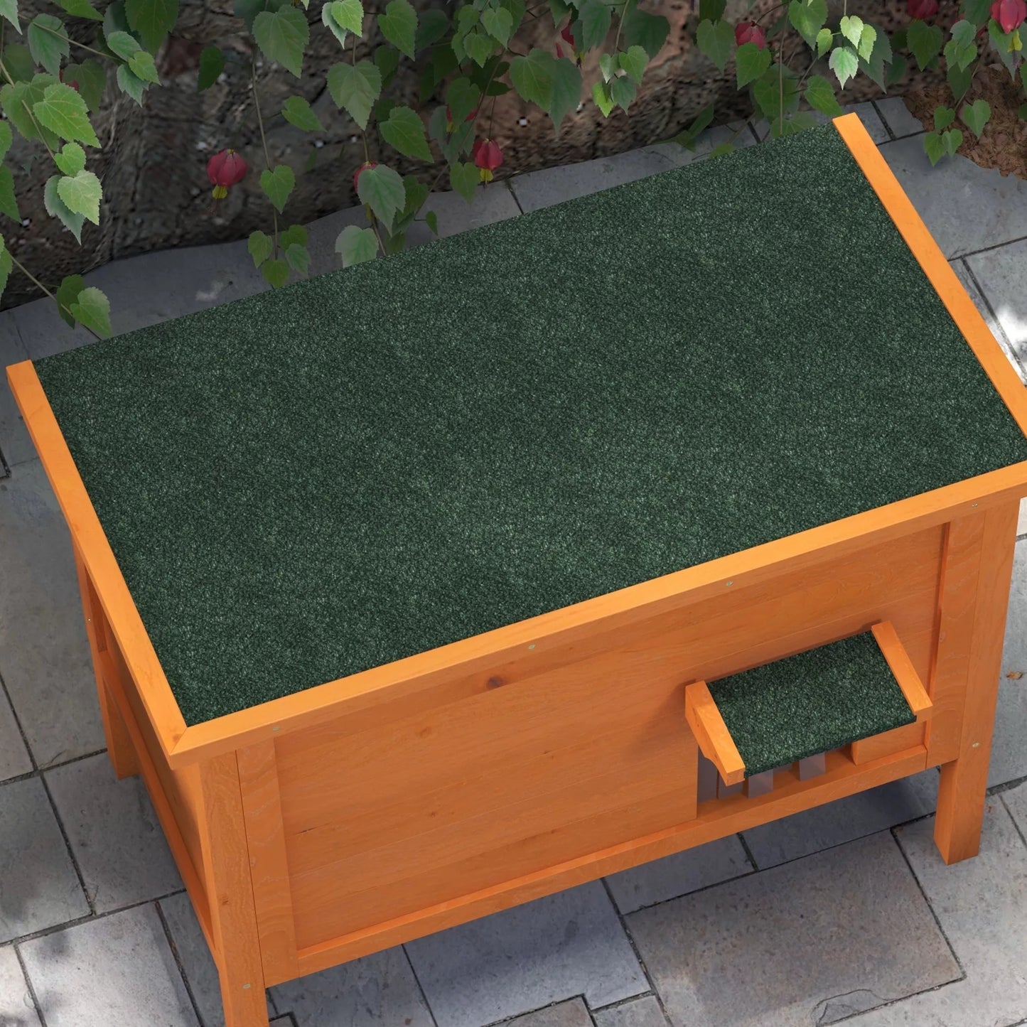 Katės namelis lauke, katės būdelė, atspari oro sąlygoms, 1 langas, 1 įėjimas, 85 x 50 x 68,5 cm, Oranžinė+Žalia