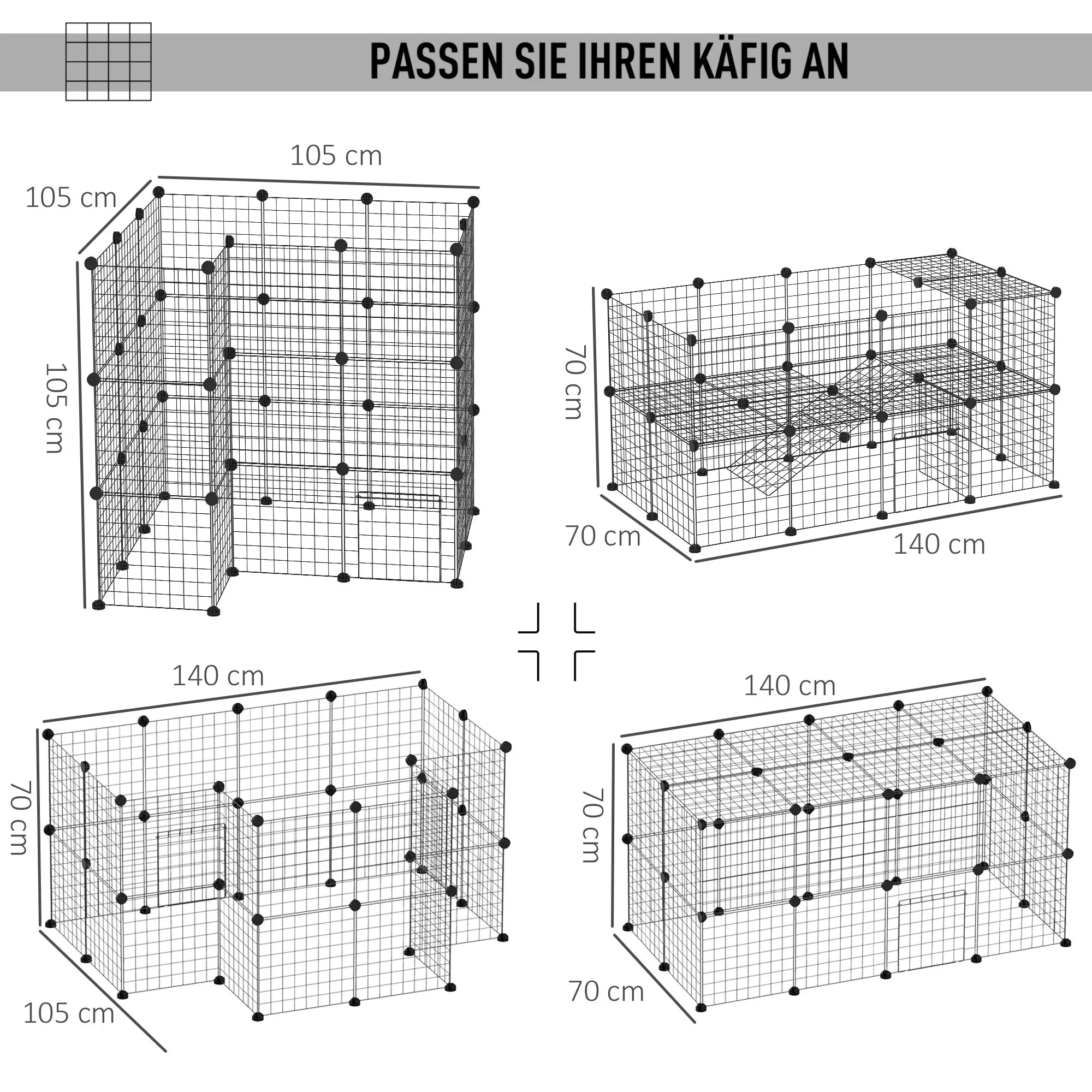 Laisvas aptvaras, voljeras, "pasidaryk pats" šuniukų voljeras, grotelinis aptvaras smulkiems gyvūnėliams iš metalinių grotelių, atitvaras smulkiems naminiams gyvūnėliams, vidinis voljeras 36 plokštės, juodas, 146 x 73 x 73 cm