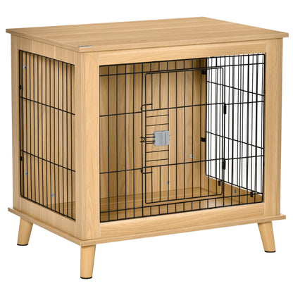 Medinė transportavimo dėžė šunims, 81 cm x 58,5 cm x 76 cm, ąžuolo, plieno, rudo + juodo