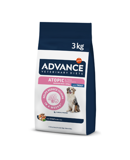 Advance Veterinary Diets Atopic Dog Med/Max Sausas maistas vidutinių ir didžiųjų veislių šunims sergantiems dermatoze su upėtakiu 3 kg