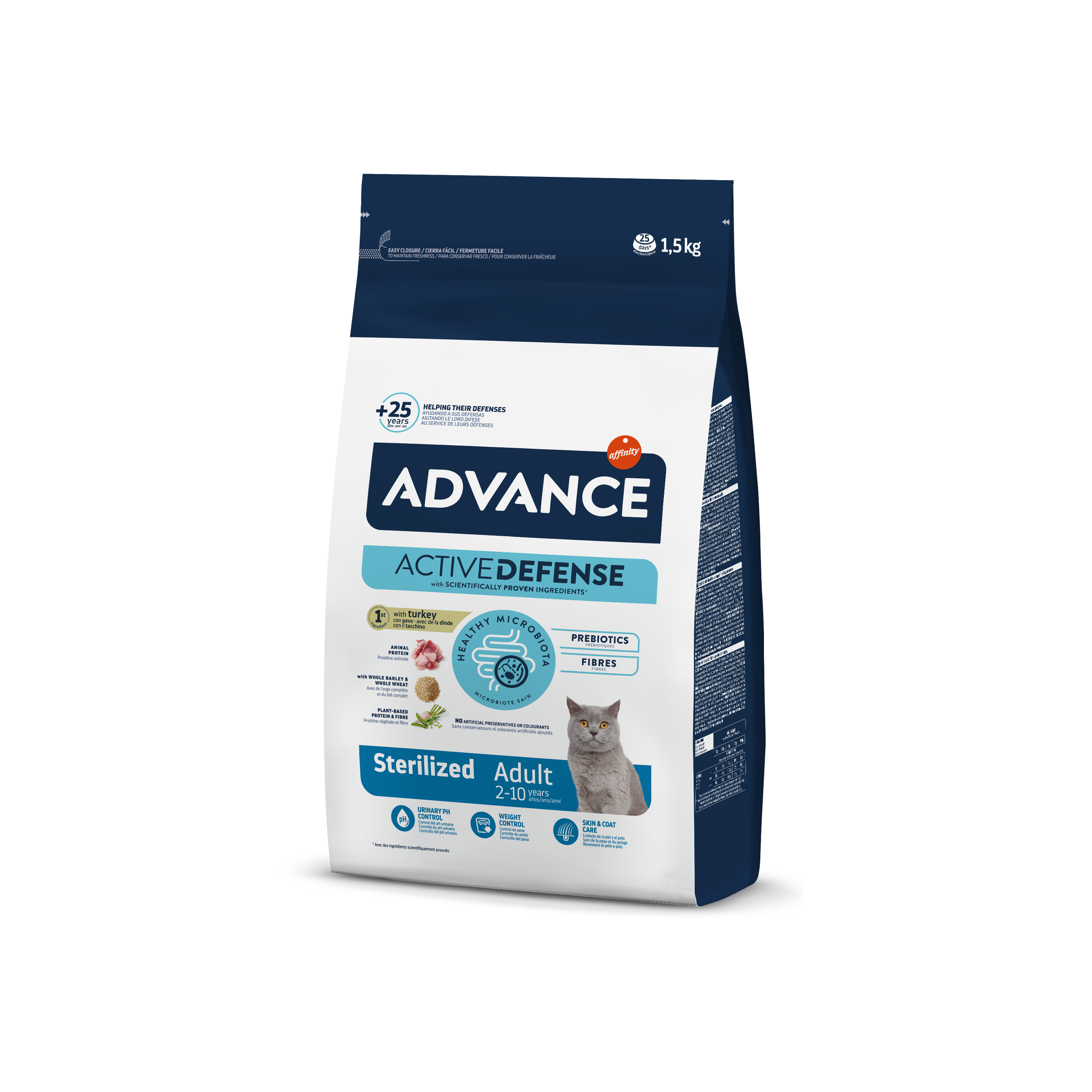 Advance Sterilized Adult Sausas maistas sterilizuotoms suaugusioms katėms su kalakutiena ir miežiais – 1.5 kg