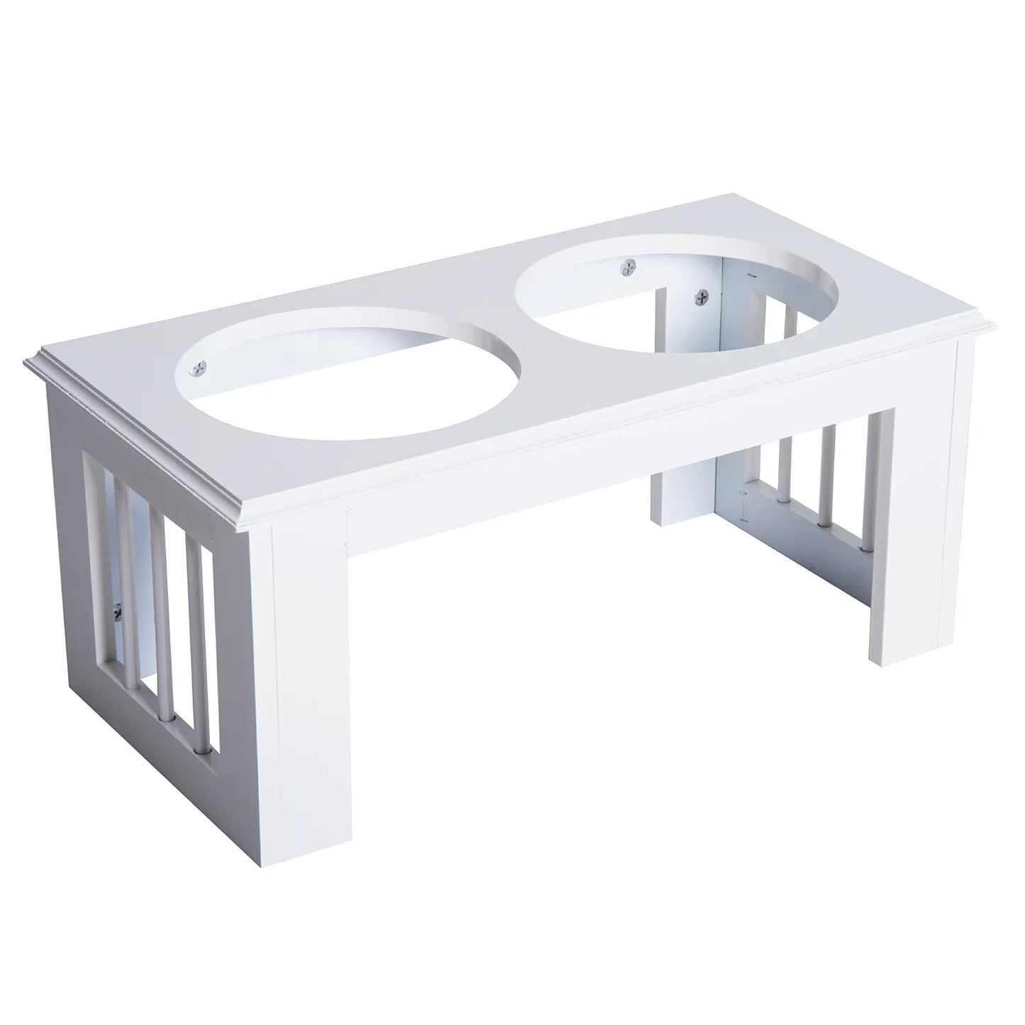 Šunų maitinimo stotelė, neslystanti, 58,4 x 30,5 x 25,4 cm, balta, 2 L vienam dubenėliui