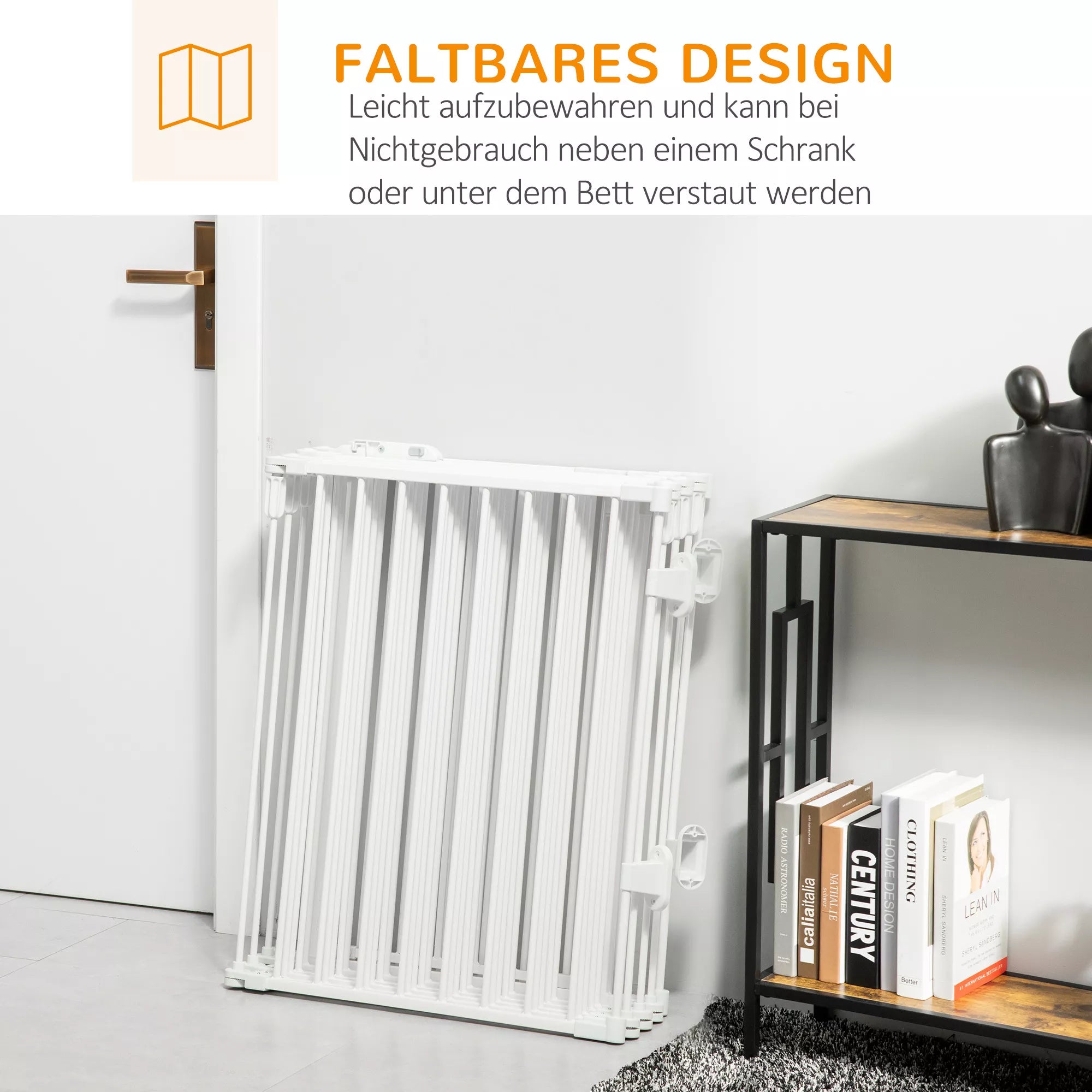 Lauko voljeras šuniukams, apsauginis atitvaras su durelėmis, sulankstomas, lankstus, 8 skydeliai po 60 x 76 cm, baltas