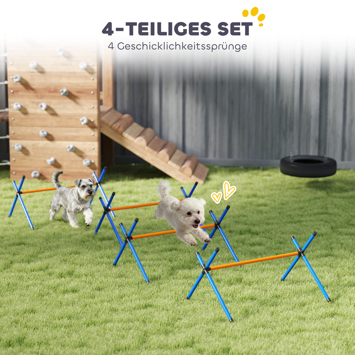 Agility rinkinys šunims su 4 barjerais, reguliuojamo aukščio 13–28 cm, su krepšiu, mažiems šunims, oranžinis