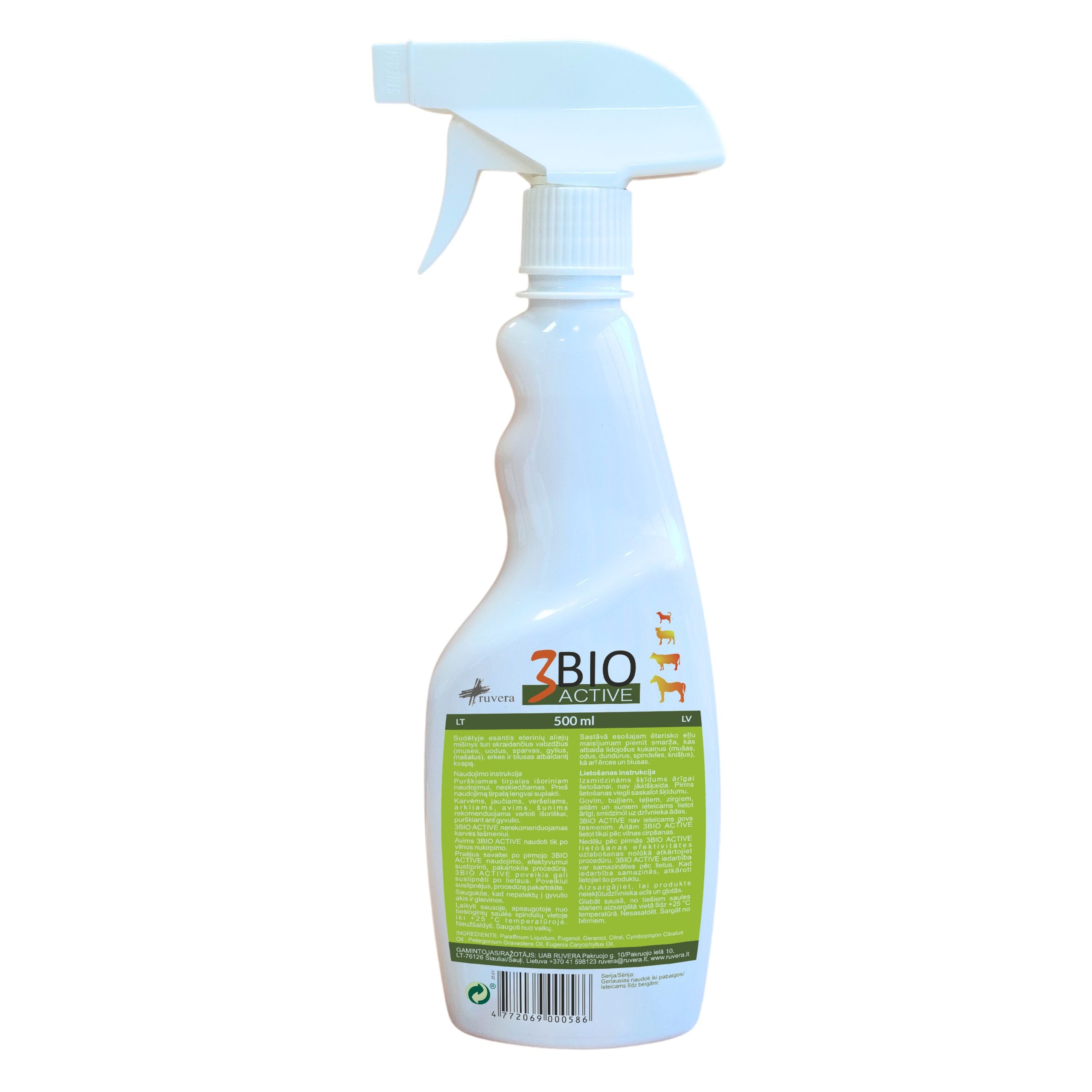 Ruvera 3Bio Active repelentas skystis su eteriniais aliejais