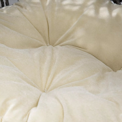 Katės namelis iš rotango su pagalvėle, katės miego vieta, katės guolis su paaukštintomis kojelėmis, sidabriškai pilkas, Ø52 x 58 cm