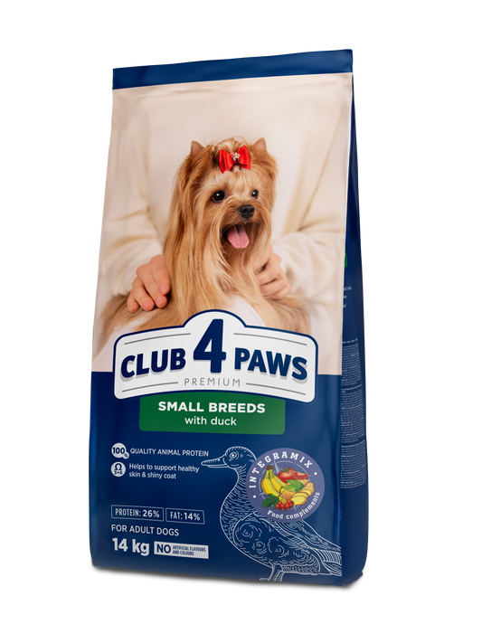 CLUB 4 PAWS PREMIUM MAŽŲ VEISLIŲ SUAUGUSIEMS ŠUNIMS SU ANTIENA. VISAVERTIS SAUSAS PAŠARAS