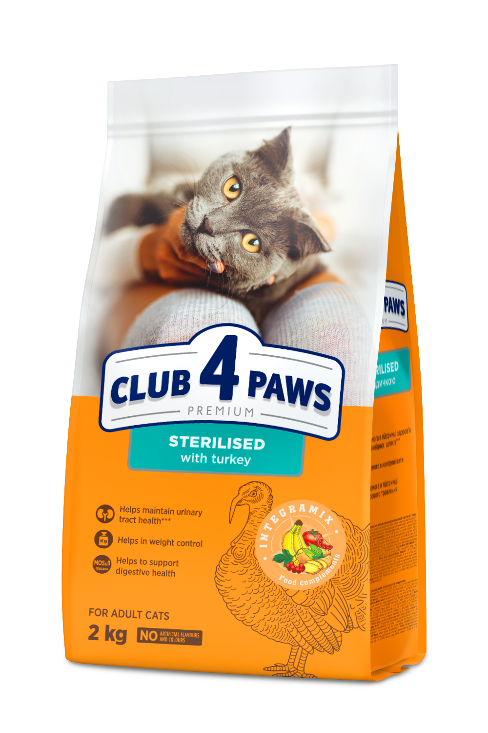 CLUB 4 PAWS PREMIUM SU KALAKUTIENA. VISAVERTIS SAUSAS PAŠARAS SUAUGUSIOMS STERILIZUOTOMS KATĖMS