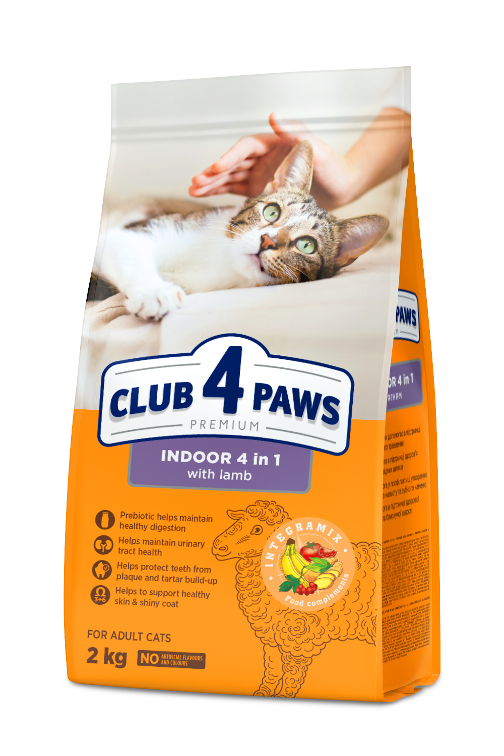 CLUB 4 PAWS PREMIUM SU ĖRIENA KATĖMS, GYVENANČIOMS PATALPOSE "4 VIENAME"