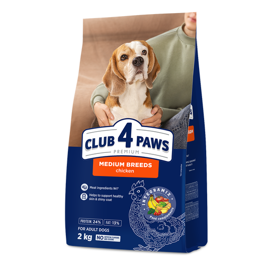 CLUB 4 PAWS PREMIUM VISAVERTIS SAUSAS PAŠARAS VIDUTINIŲ VEISLIŲ SUAUGUSIEMS ŠUNIMS