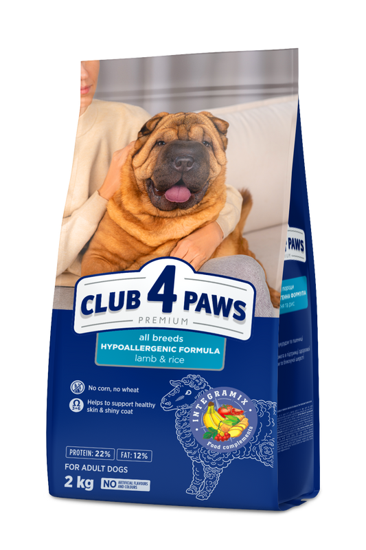 CLUB 4 PAWS PREMIUM SU ĖRIENA IR RYŽIAIS SUAUGUSIEMS VISŲ VEISLIŲ ŠUNIMS. VISAVERTIS SAUSAS PAŠARAS