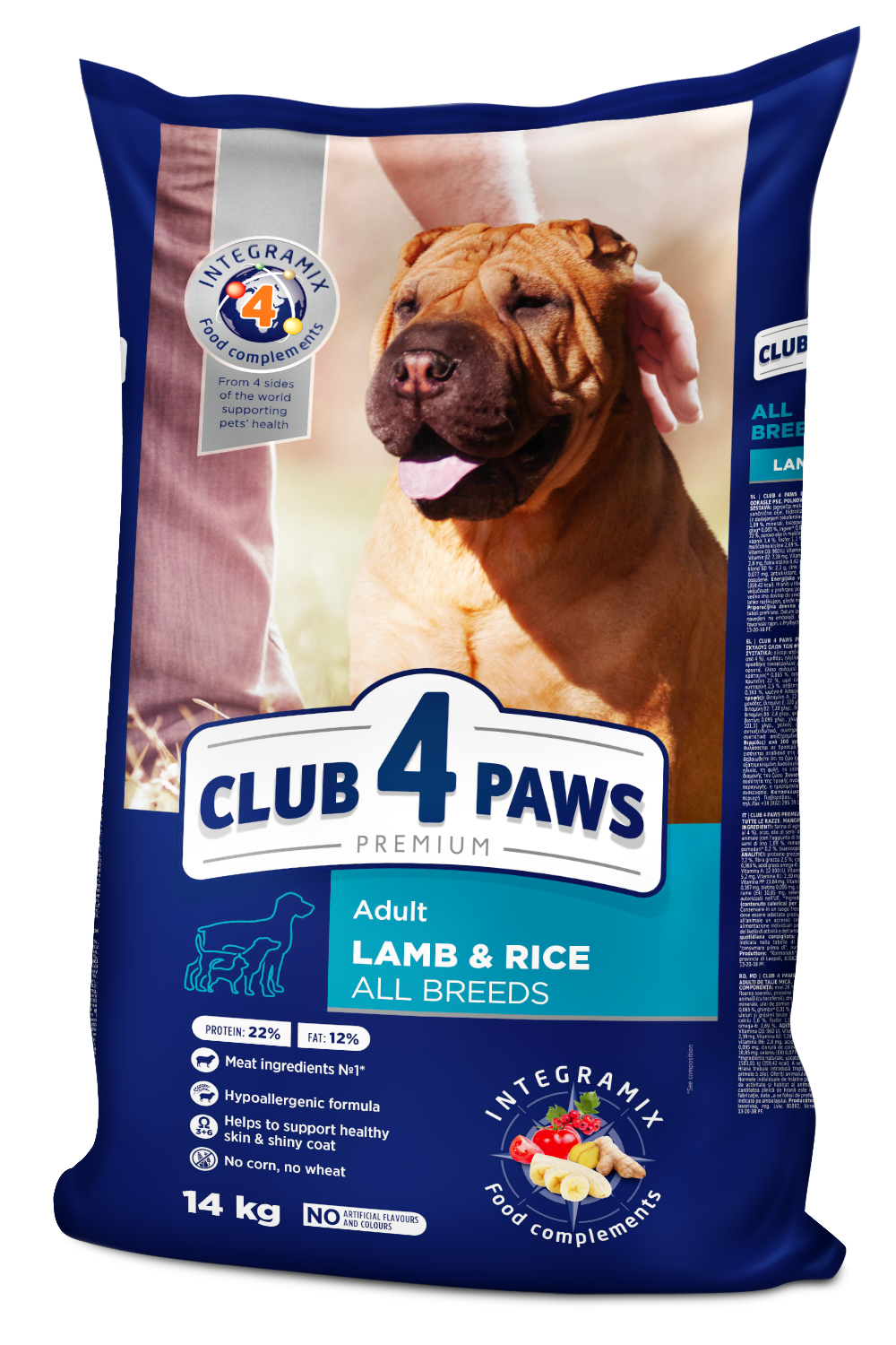 CLUB 4 PAWS PREMIUM SU ĖRIENA IR RYŽIAIS SUAUGUSIEMS VISŲ VEISLIŲ ŠUNIMS. VISAVERTIS SAUSAS PAŠARAS – 14 kg