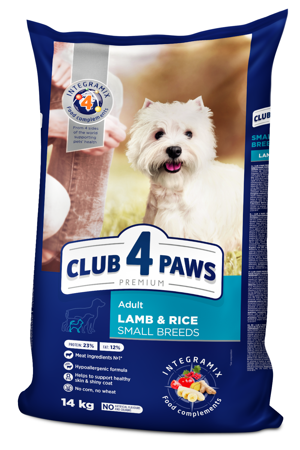 CLUB 4 PAWS PREMIUM ĖRIENA IR RYŽIAI SUAUGUSIEMS MAŽŲ VEISLIŲ ŠUNIMS. VISAVERTIS PAŠARA – 14 kg