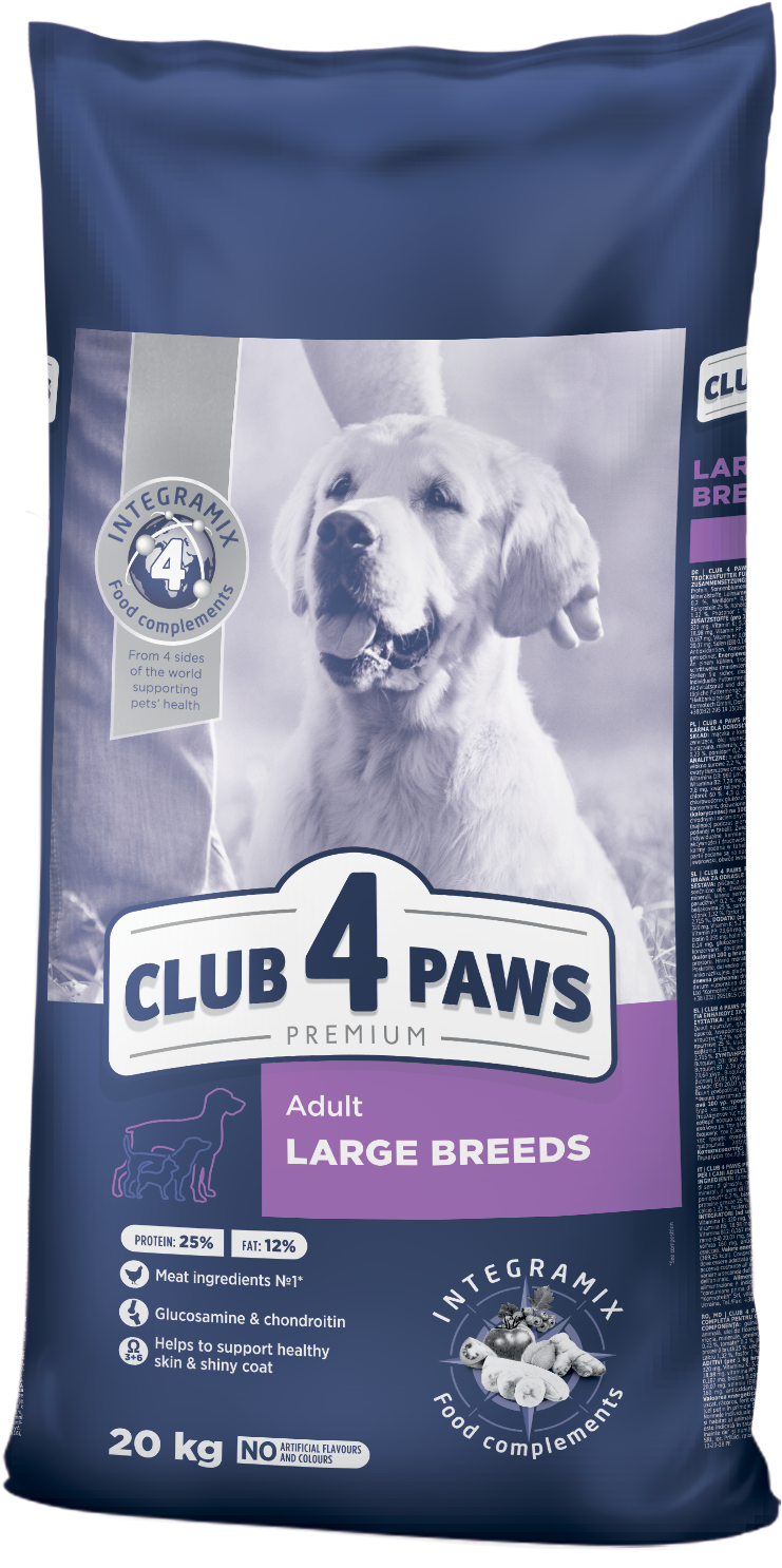CLUB 4 PAWS PREMIUM VISAVERTIS SAUSAS PAŠARAS DIDELIŲ VEISLIŲ SUAUGUSIEMS ŠUNIMS