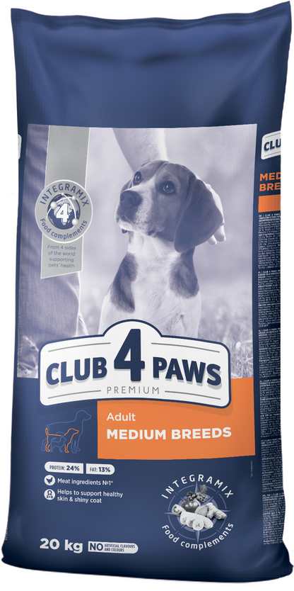 CLUB 4 PAWS PREMIUM VISAVERTIS SAUSAS PAŠARAS VIDUTINIŲ VEISLIŲ SUAUGUSIEMS ŠUNIMS