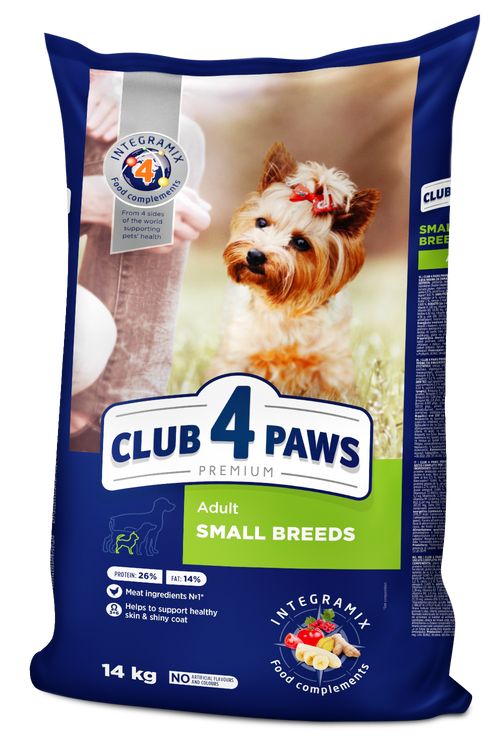 CLUB 4 PAWS PREMIUM VISAVERTIS PAŠARAS MAŽŲ VEISLIŲ SUAUGUSIEMS ŠUNIMS – 14 kg