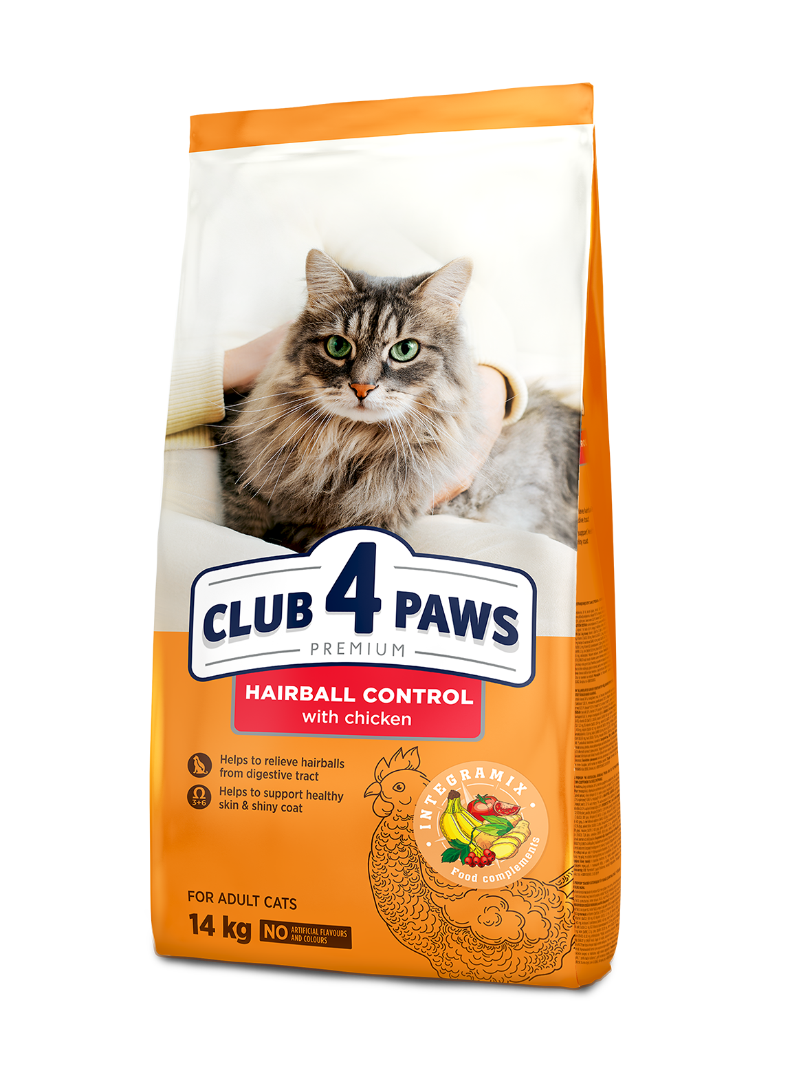 CLUB 4 PAWS PREMIUM PALENGVINANTIS PLAUKŲ SĄVĖLŲ ŠALINIMĄ. VISAVERTIS PAŠARAS SUAUGUSIOMS KATĖMS – 14 kg