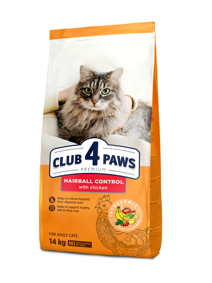 CLUB 4 PAWS PREMIUM PALENGVINANTIS PLAUKŲ SĄVĖLŲ ŠALINIMĄ. VISAVERTIS PAŠARAS SUAUGUSIOMS KATĖMS