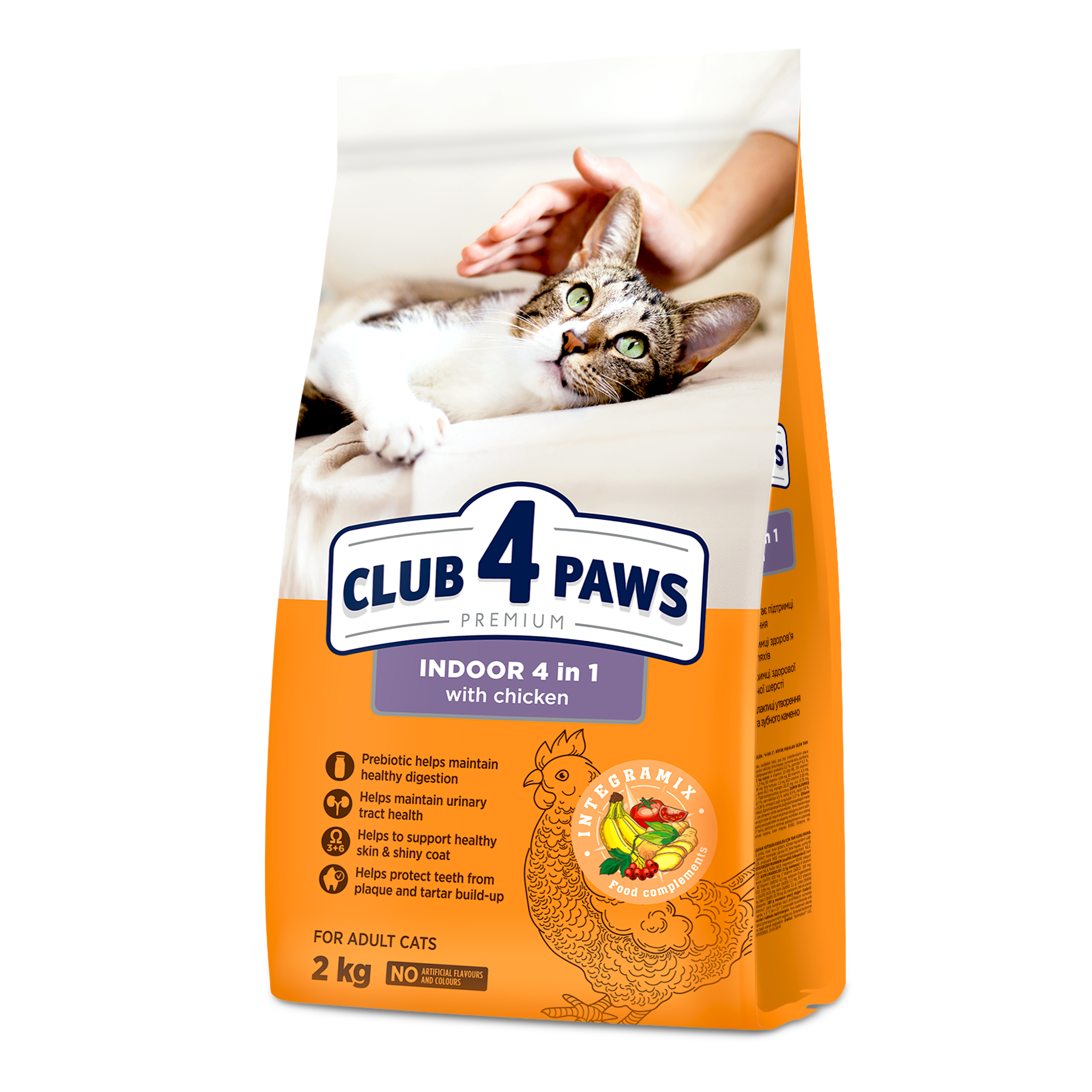 CLUB 4 PAWS PREMIUM SU VIŠTIENA KATĖMS, GYVENANČIOMS PATALPOSE "4 VIENAME". VISAVERTIS SAUSAS PAŠARAS SUAUGUSIOMS KATĖMS