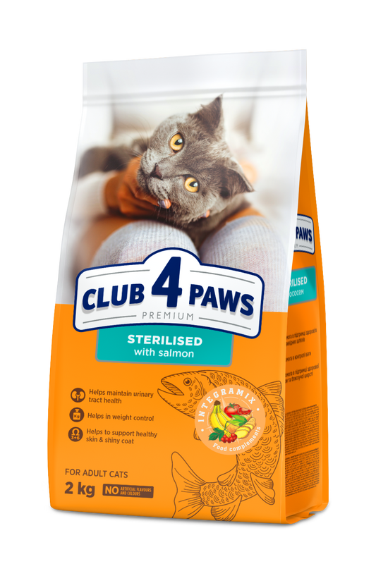 CLUB 4 PAWS PREMIUM SU LAŠIŠA VISAVERTIS SAUSAS PAŠARAS SUAUGUSIOMS STERILIZUOTOMS KATĖMS