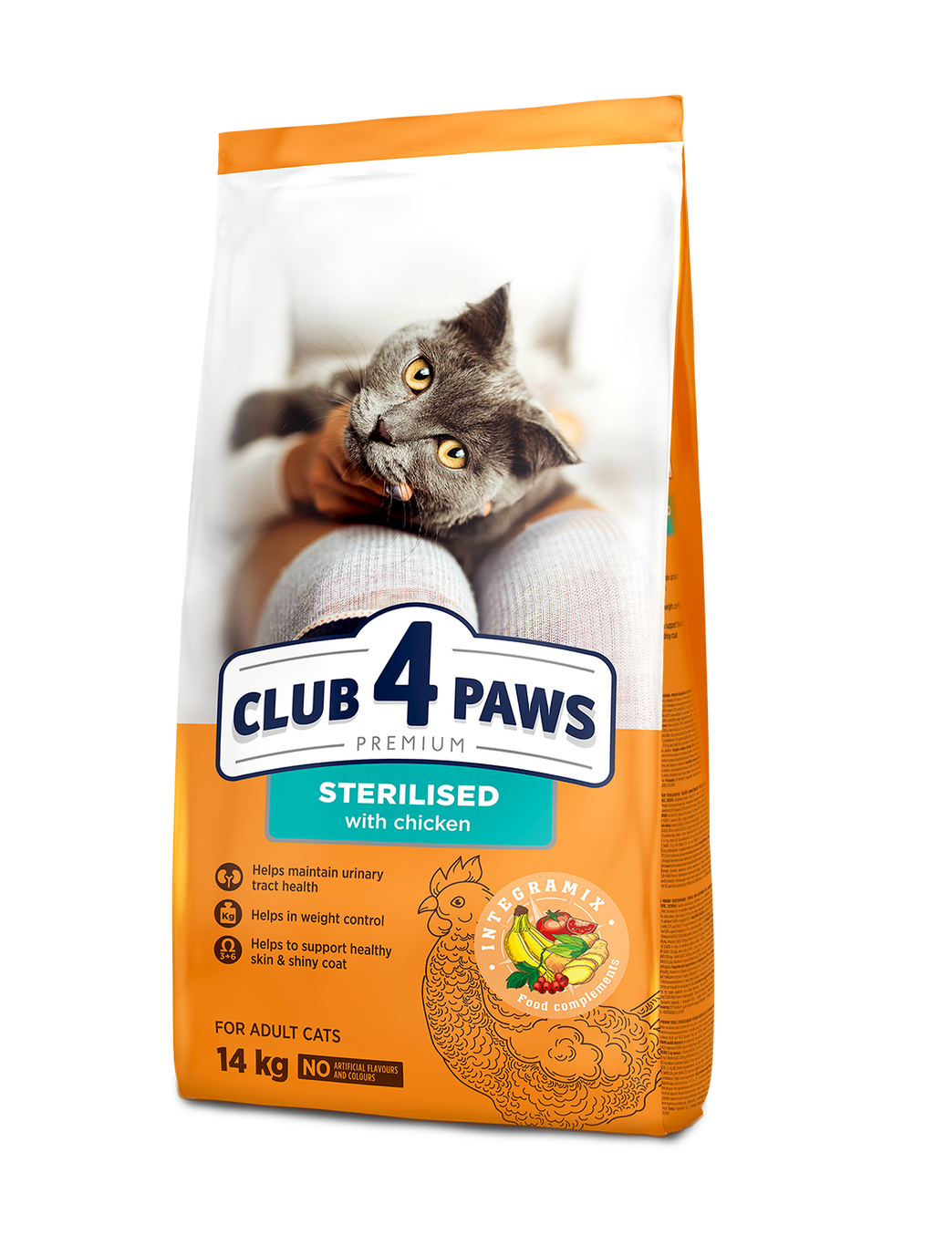 CLUB 4 PAWS PREMIUM SU VIŠTIENA VISAVERTIS PAŠARAS SUAUGUSIOMS STERILIZUOTOMS KATĖMS – 14 kg