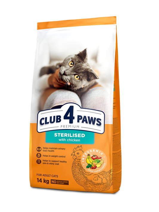 CLUB 4 PAWS PREMIUM SU VIŠTIENA VISAVERTIS PAŠARAS SUAUGUSIOMS STERILIZUOTOMS KATĖMS