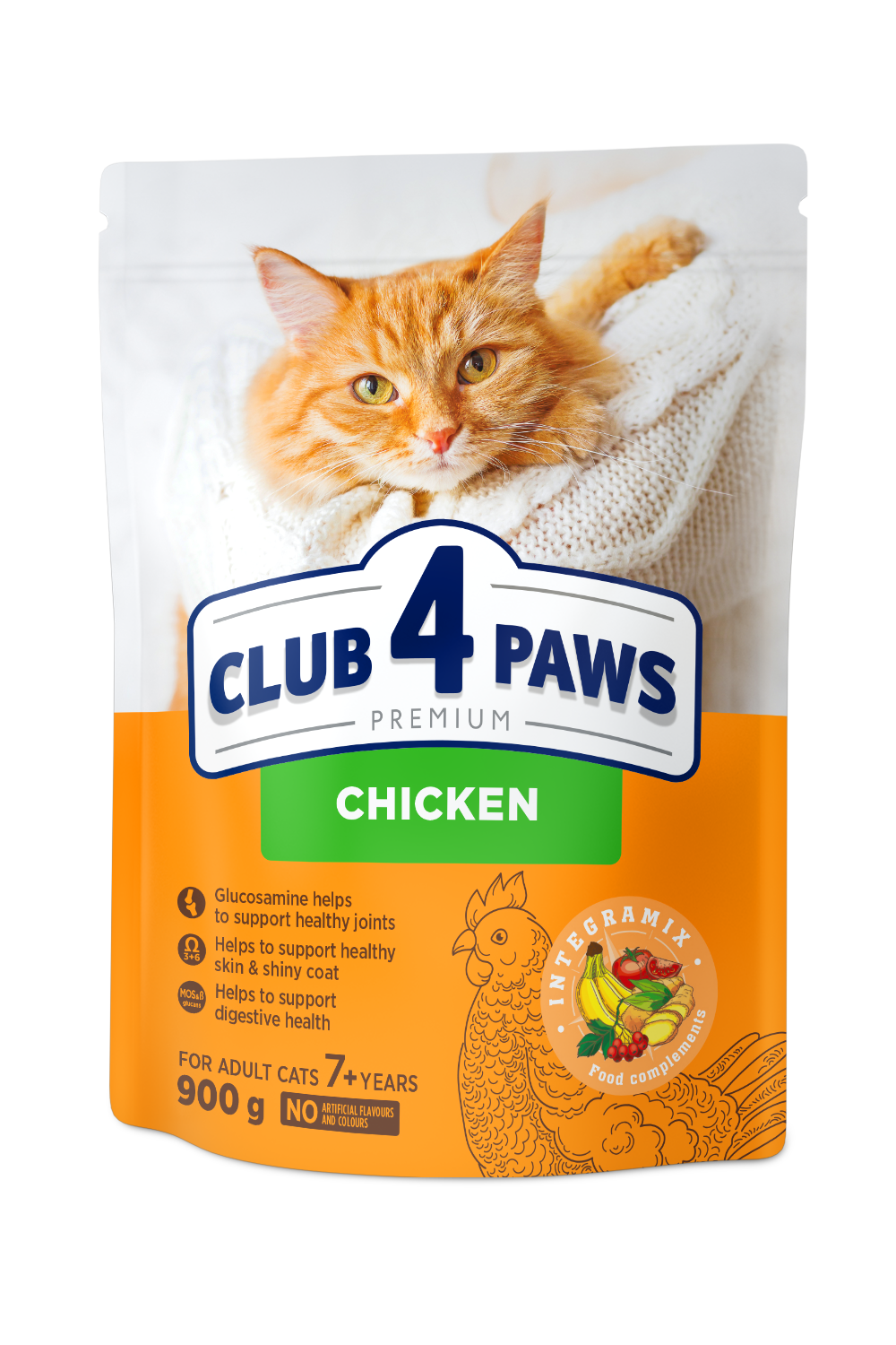 CLUB 4 PAWS PREMIUM VIŠTIENA. VISAVERTIS SAUSAS PAŠARAS SUAUGUSIOMS KATĖMS NUO 7 METŲ
