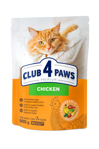 CLUB 4 PAWS PREMIUM VIŠTIENA. VISAVERTIS SAUSAS PAŠARAS SUAUGUSIOMS KATĖMS NUO 7 METŲ