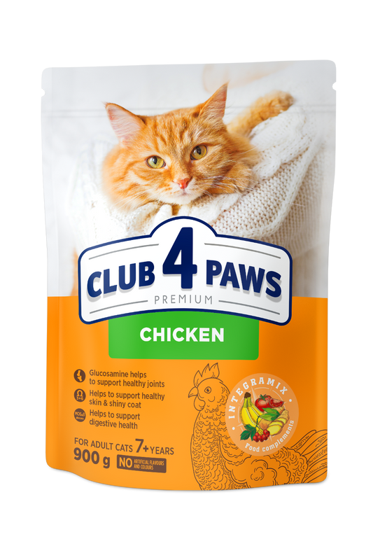CLUB 4 PAWS PREMIUM VIŠTIENA. VISAVERTIS SAUSAS PAŠARAS SUAUGUSIOMS KATĖMS NUO 7 METŲ