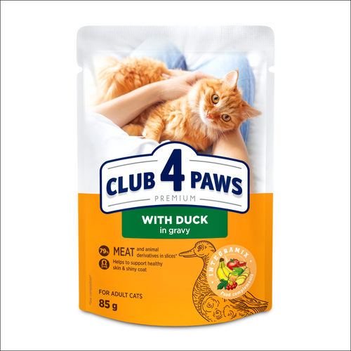 CLUB 4 PAWS Premium konservētā barība pieaugušiem kaķiem ar pīli mērcē 24x80 gr